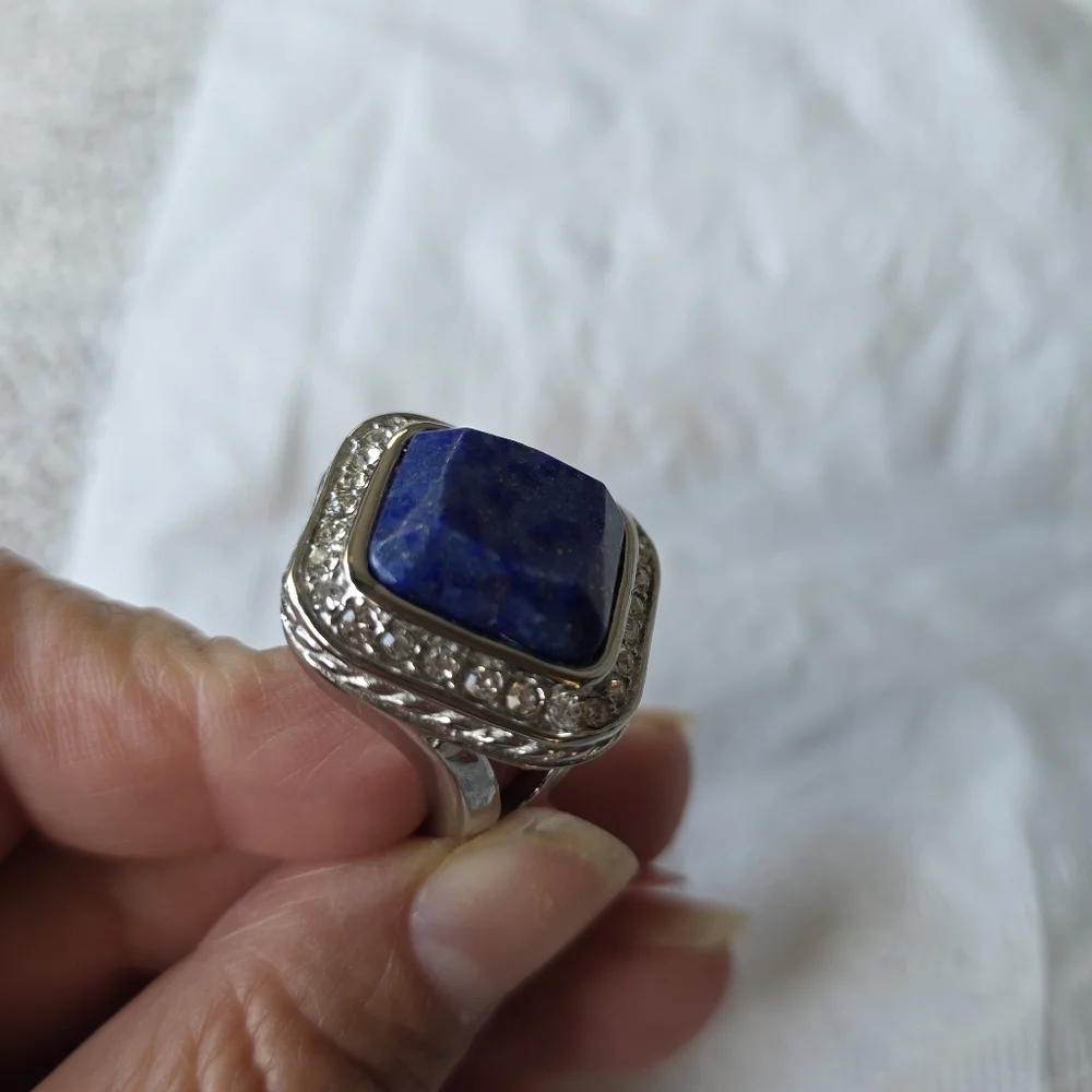 Lapis Lazuli  Stainless Steel Ring Size 7